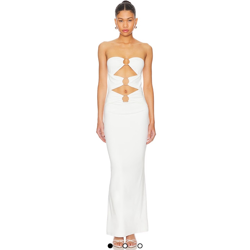White Strapless Dress Bodycon with Cutouts